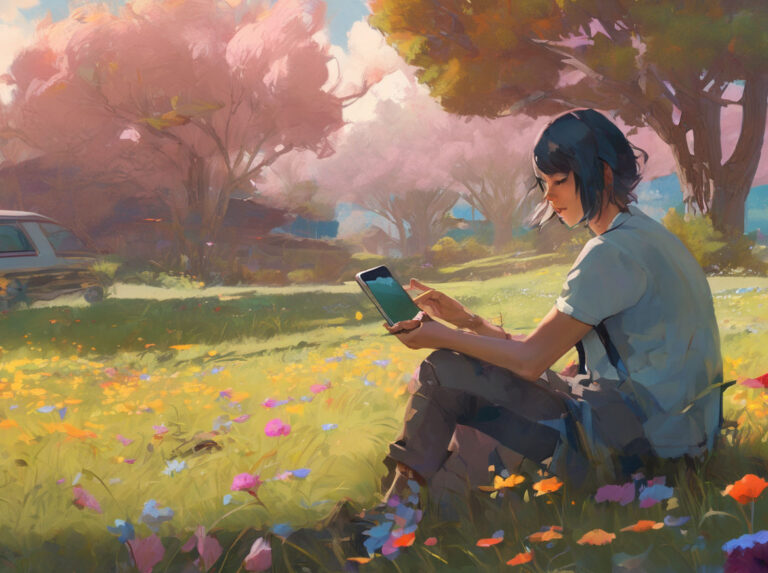 a-person-in-profile-sits-on-a-meadow-and-looks-at-his-smartphone-in-his-hand-between-the-smartphone-1782520875